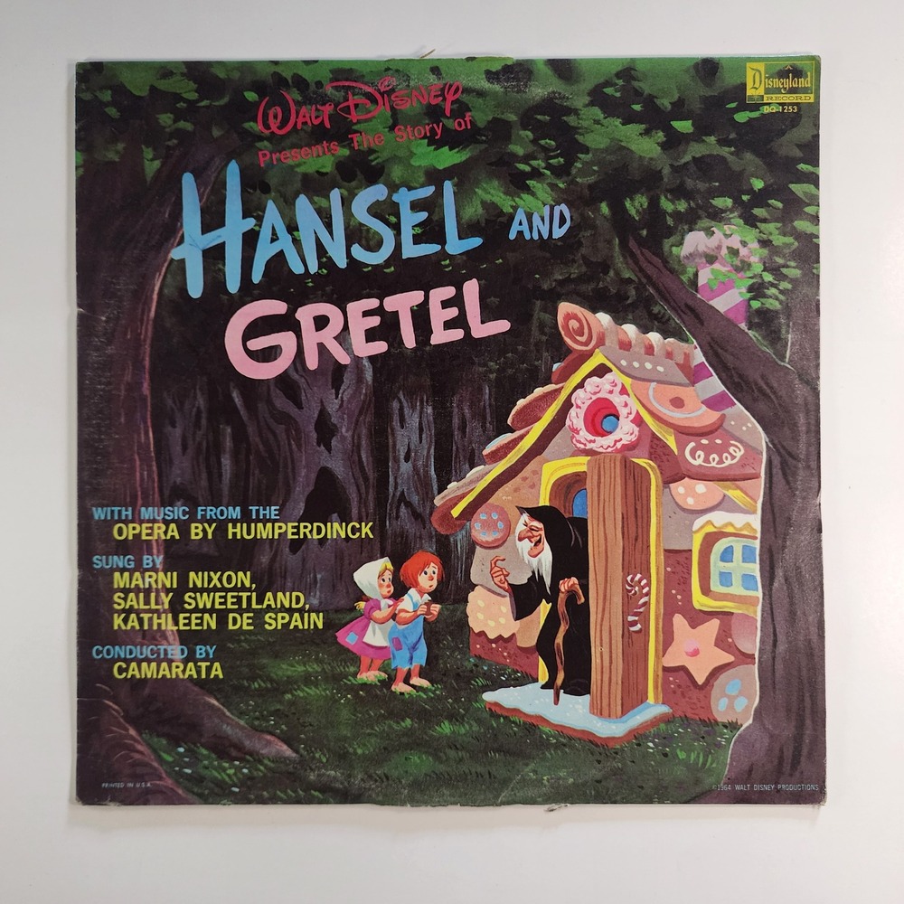 Vintage Disney Hansel and Gretel LP Disneyland DQ-1253 Story‎ Record 1964 Tested